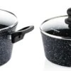 Westinghouse Pannenset Black Marble (Braadpan ø 24 Cm + Steelpan ø 18 Cm) - Inductie En Alle Andere Warmtebronnen