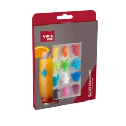 Vacu Vin Wijnglasherkenners - Gekleurd - 12 Stuks -Thuiskeuken 1886060 Glass Markers Party People 12 pcs Pack