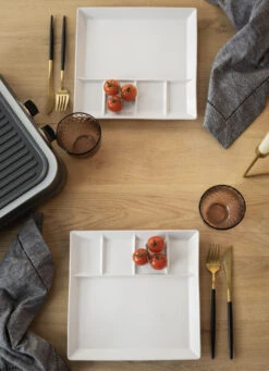 Fonduebord / Gourmetbord - 5 Vakken - Wit - 24 X 24 Cm 9 Fonduebord / Gourmetbord - 5 Vakken - Wit - 24 X 24 Cm -Thuiskeuken 2 gourmet bord 2