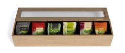 Sakura Tea Theedoos - Hout - 6-vaks - Met Fluweel - 43 X 9 Cm -Thuiskeuken 3 6 vaks lang 7