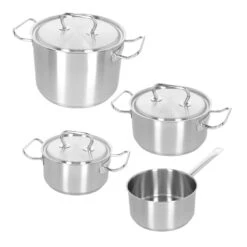 Demeyere - 4 Delige Pannenset (Kookpan ø 18 / 20 / 24 Cm + Steelpan ø 18 Cm) + Deksels Classic 3 - RVS -Thuiskeuken 40850 875 0 0111