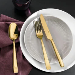 Sambonet Bestekset Flat - Goud - 30 Delig / 6 Personen 8 Sambonet Bestekset Flat - Goud - 30 Delig / 6 Personen -Thuiskeuken 62712GN1 amb01