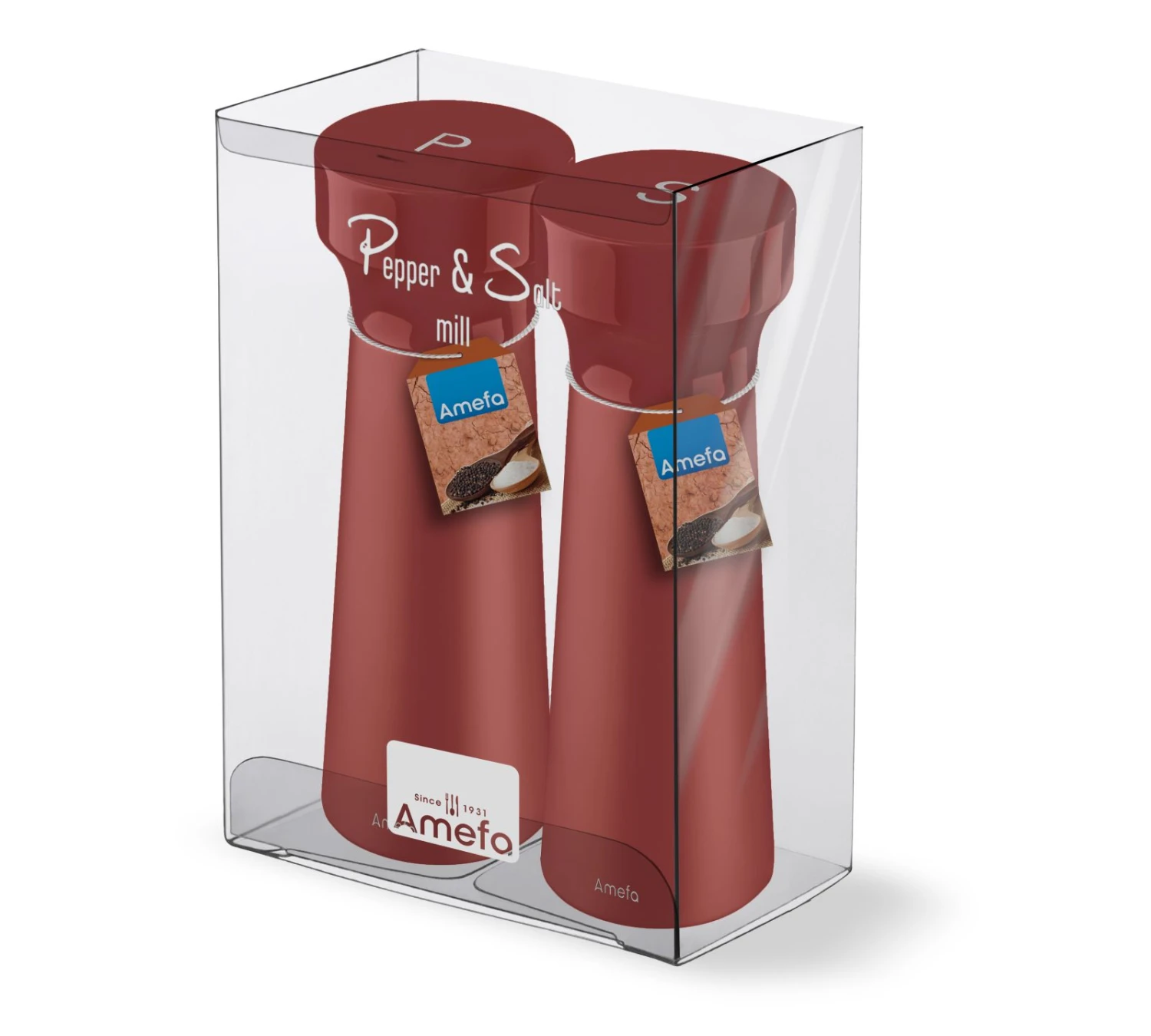 Amefa Peper- En Zoutset Modern Wood Terracotta 15 Cm 4 Amefa Peper- En Zoutset Modern Wood Terracotta 15 Cm - Afbeelding 2