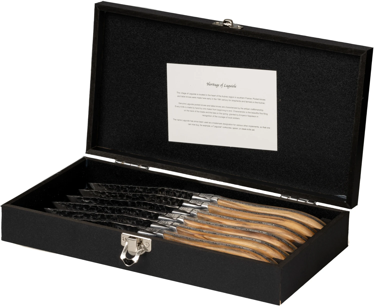 Jay Hill Steakmessen Laguiole - Raw Black - Olijfhout - 6 Stuks 6 Jay Hill Steakmessen Laguiole - Raw Black - Olijfhout - 6 Stuks - Afbeelding 4