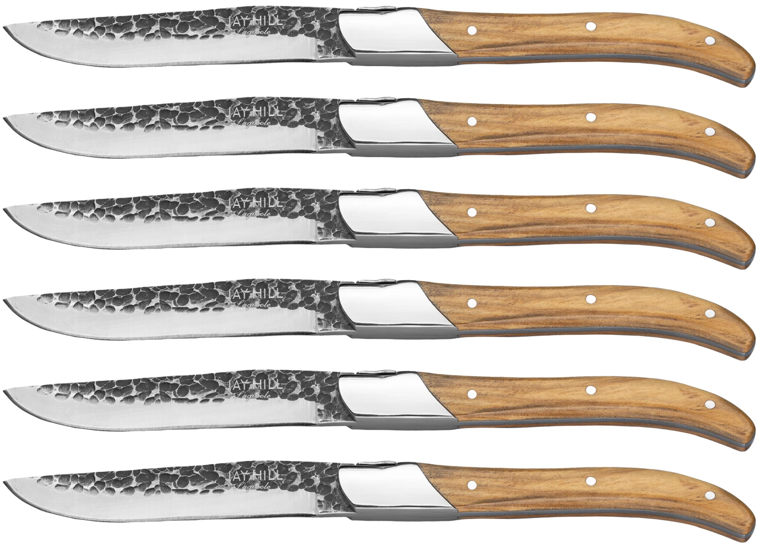 Jay Hill Steakmessen Laguiole - Raw Black - Olijfhout - 6 Stuks 7 Jay Hill Steakmessen Laguiole - Raw Black - Olijfhout - 6 Stuks - Afbeelding 5
