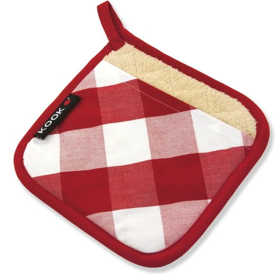 KOOK Pannenlap Ruit Rood 21 X 21 Cm 3 KOOK Pannenlap Ruit Rood 21 X 21 Cm