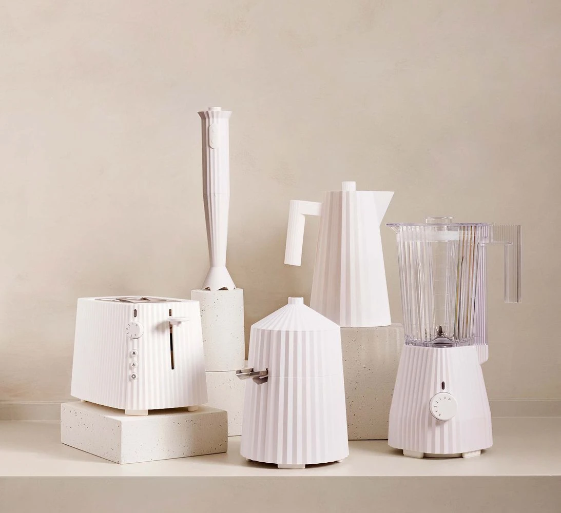 Alessi Broodrooster Plissé + Alessi Waterkoker Plissé 1.7 Liter - Wit - Michele De Lucchi 4 Alessi Broodrooster Plissé + Alessi Waterkoker Plissé 1.7 Liter - Wit - Michele De Lucchi - Afbeelding 2