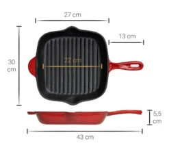 Blackwell Grillpan - Gietijzer - Rood - 27 X 27 Cm - Zonder Anti-aanbaklaag 9 Blackwell Grillpan - Gietijzer - Rood - 27 X 27 Cm - Zonder Anti-aanbaklaag -Thuiskeuken Asset 35@2x 80
