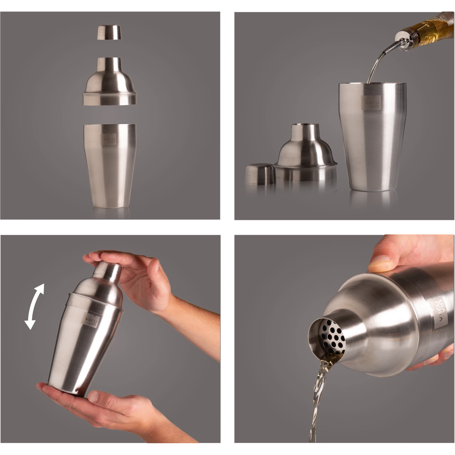Vacu Vin Cocktailshaker - Zilver - 550 Ml 4 Vacu Vin Cocktailshaker - Zilver - 550 Ml - Afbeelding 2