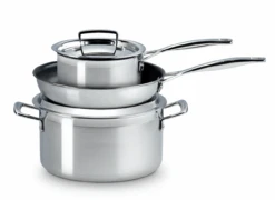 Le Creuset 3- Delige Pannenset 3-ply - RVS - Inductie - Koekenpan, Kookpan & Steelpan - Inclusief 2 Deksels -Thuiskeuken LC 20210610 ZS PS FS 53808000010050 005 1