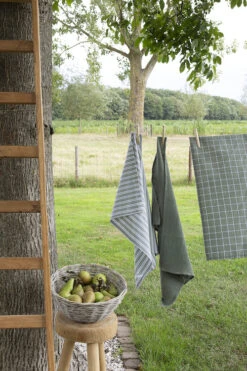 Walra Keukendoeken Set Cubes Uni, Stripes & Blocks Legergroen 50 X 70 Cm - 3 Stuks -Thuiskeuken WALRA TT DRYWITH SET 50X70 ARMYGREEN SF