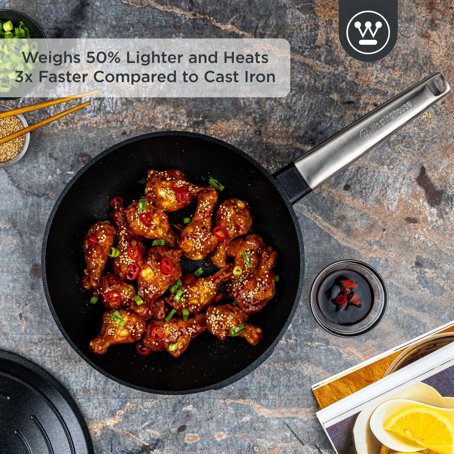 Westinghouse Wokpan Performance - Blissful Black - ø 28 Cm - Standaard Anti-aanbaklaag 8 Westinghouse Wokpan Performance - Blissful Black - ø 28 Cm - Standaard Anti-aanbaklaag - Afbeelding 6