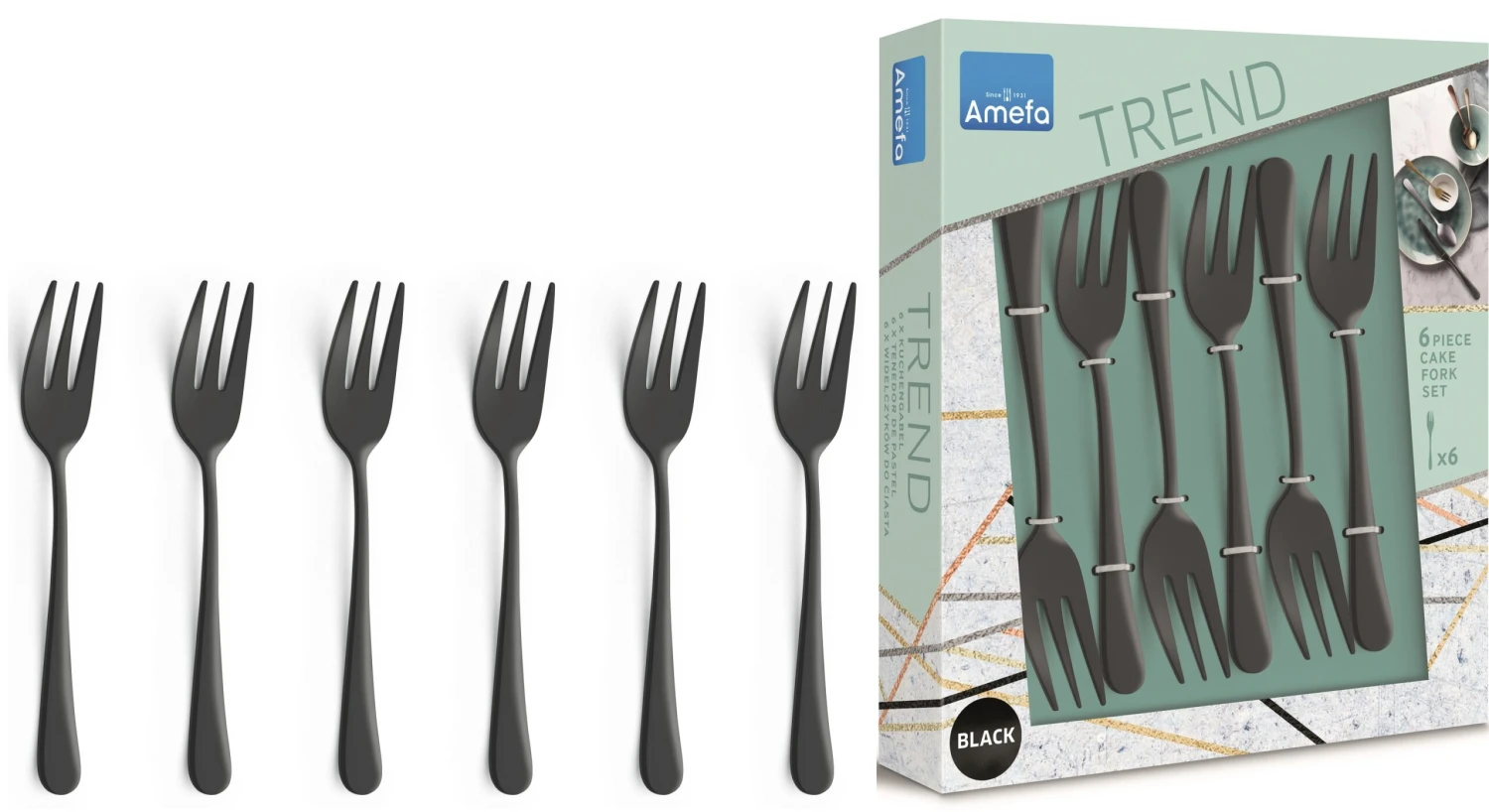 Amefa Gebaksvorkjes Austin - Vintage Zwart - 6 Stuks 3 Amefa Gebaksvorkjes Austin - Vintage Zwart - 6 Stuks