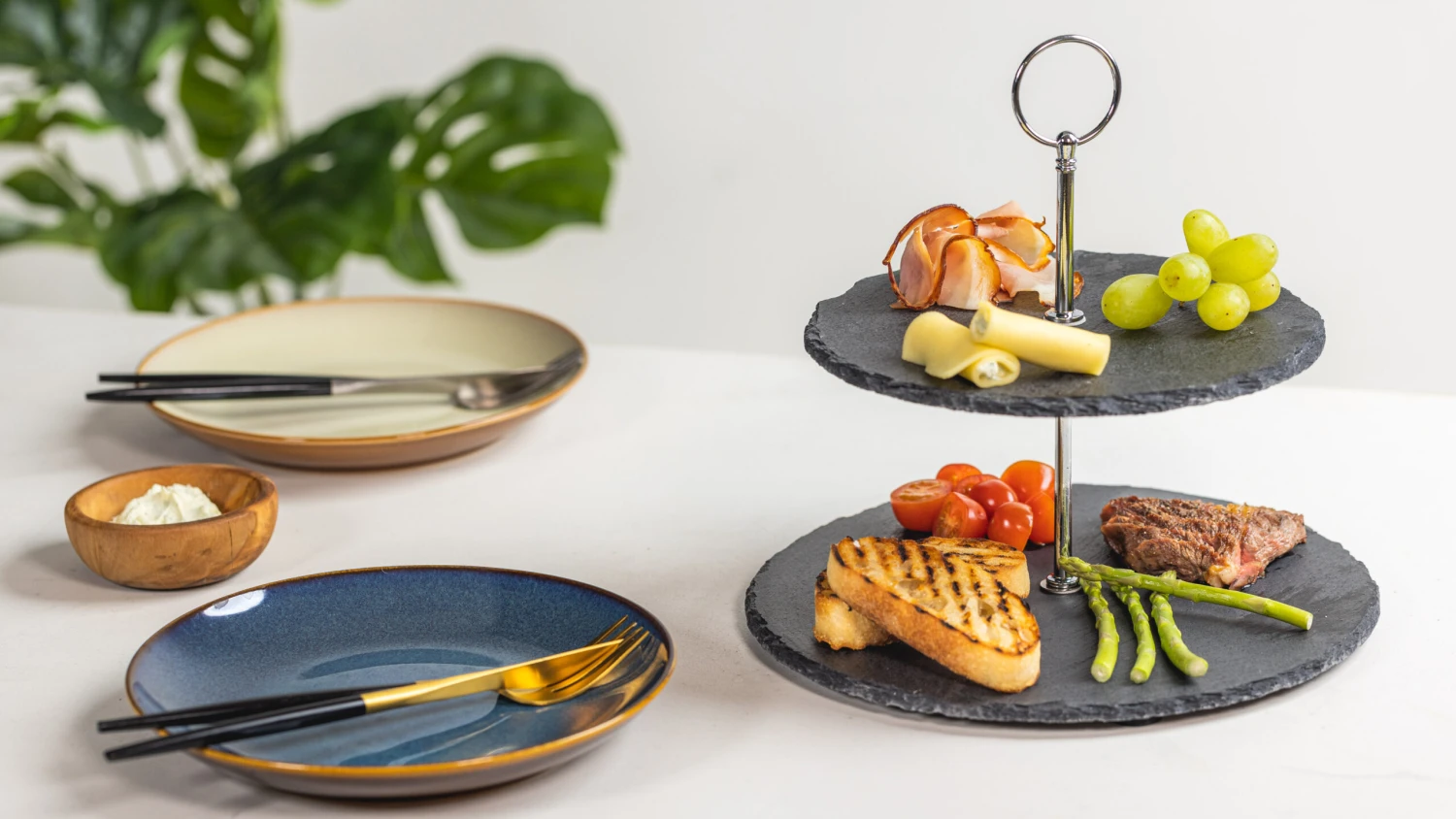 Sareva Etagere / Serveertoren Leisteen 2-Laags 4 Sareva Etagere / Serveertoren Leisteen 2-Laags - Afbeelding 2