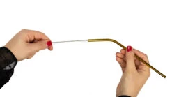 Sareva Herbruikbare Rietjes - Met Borstel - Goud - Gebogen - 4 Stuks -Thuiskeuken product hand 4