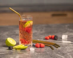 Sareva Herbruikbare Rietjes - Met Borstel - Goud - Gebogen - 4 Stuks -Thuiskeuken product keuken 4